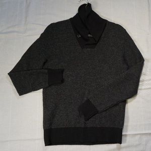 J Crew black/gray sweater w/black trim and collar